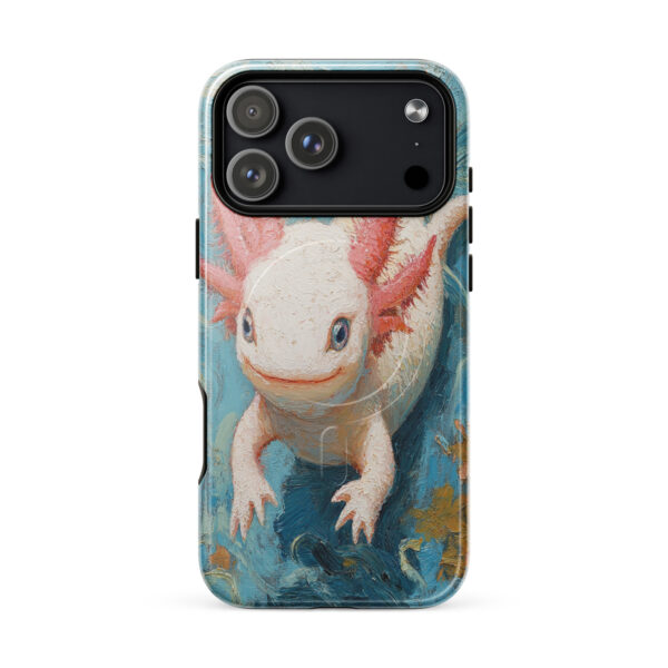 Fauna Apex Axolotl wildlife art MagSafe® tough case for iPhone, dual-layer protective cover, distributed through Stay Sunny Prints Hub.