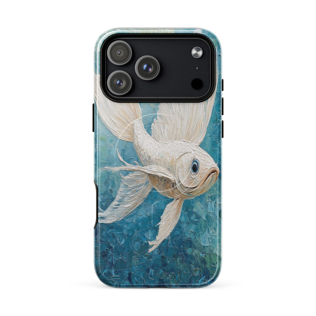 Fauna Apex Flying Fish wildlife art MagSafe® tough case for iPhone, dual-layer protective cover, distributed through Stay Sunny Prints Hub.