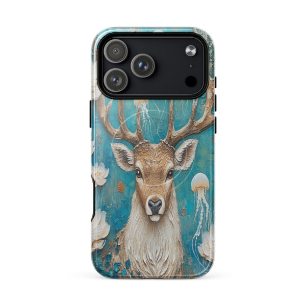 Fauna Apex Hangul Kashmir Stag wildlife art MagSafe® tough case for iPhone, dual-layer protective cover, distributed through Stay Sunny Prints Hub.