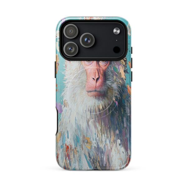 Fauna Apex Lion-Tailed Macaque wildlife art MagSafe® tough case for iPhone, dual-layer protective cover, distributed through Stay Sunny Prints Hub.