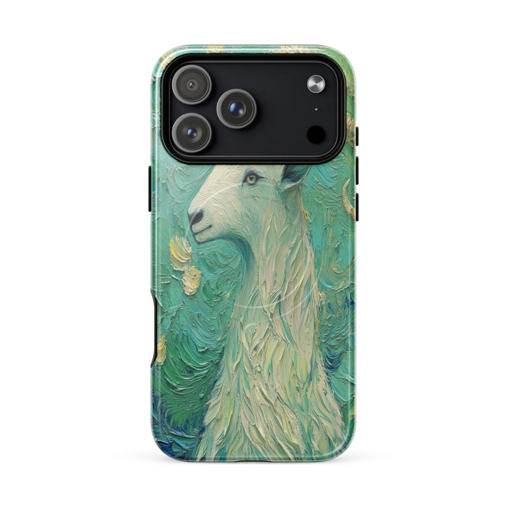 Fauna Apex Nilgiri Tahr wildlife art MagSafe® tough case for iPhone, dual-layer protective cover, distributed through Stay Sunny Prints Hub.