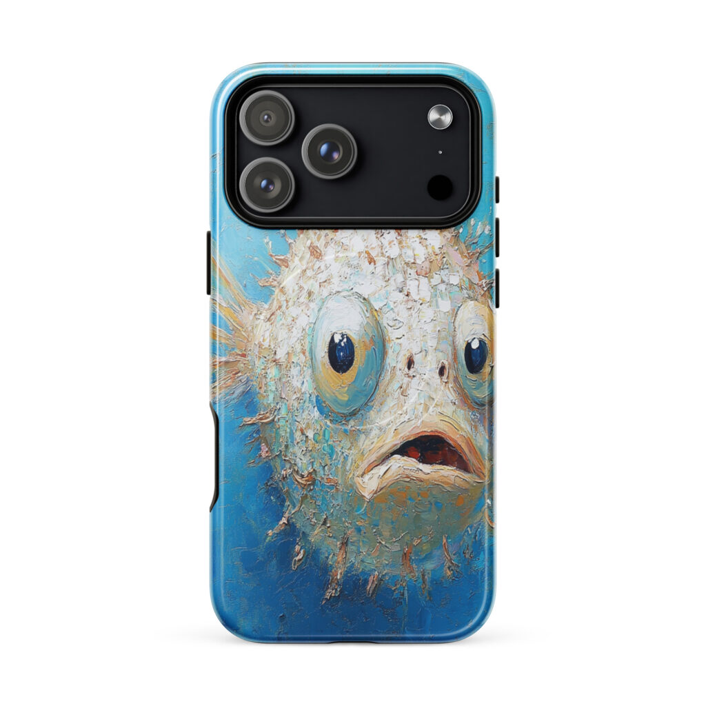 Fauna Apex Porcupinefish wildlife art MagSafe® tough case for iPhone, dual-layer protective cover, distributed through Stay Sunny Prints Hub.